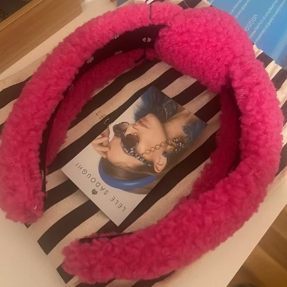 lele sadoughi sherpa pink headband Lele Sadoughi | Accessories | Lele Sadoughi Hot Pink Sherpa  main image 2